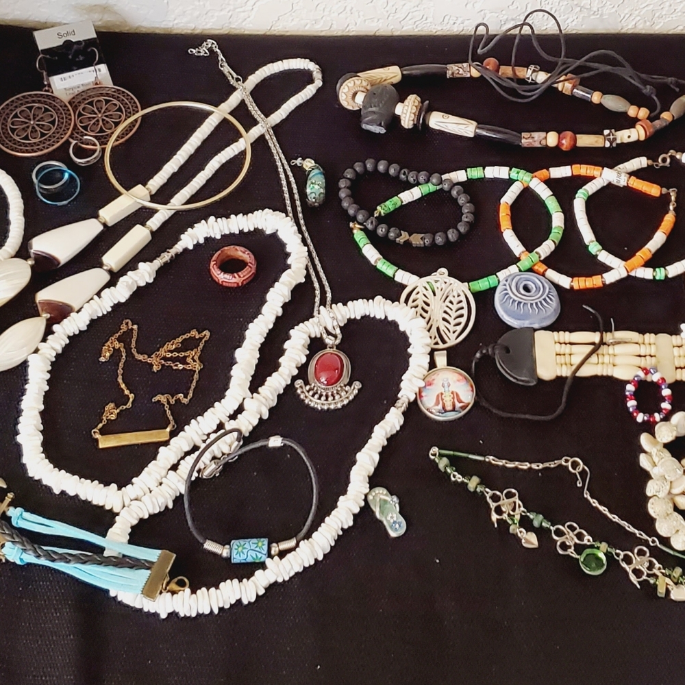 Large Boho Jewlery Accessories Lot Bracelets Necklaces Pendants Rings Bohemian